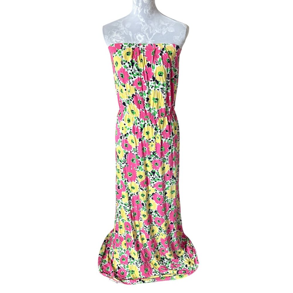 Lilly Pulitzer Marlisa Strapless Maxi Dress in Doodlebug Daisy Size Medium